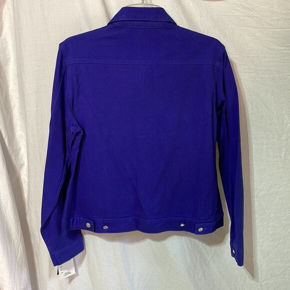 Christine Alexander S purple blue 💯cotton jean jacket Swarovski buttons nwt - Picture 11 of 12